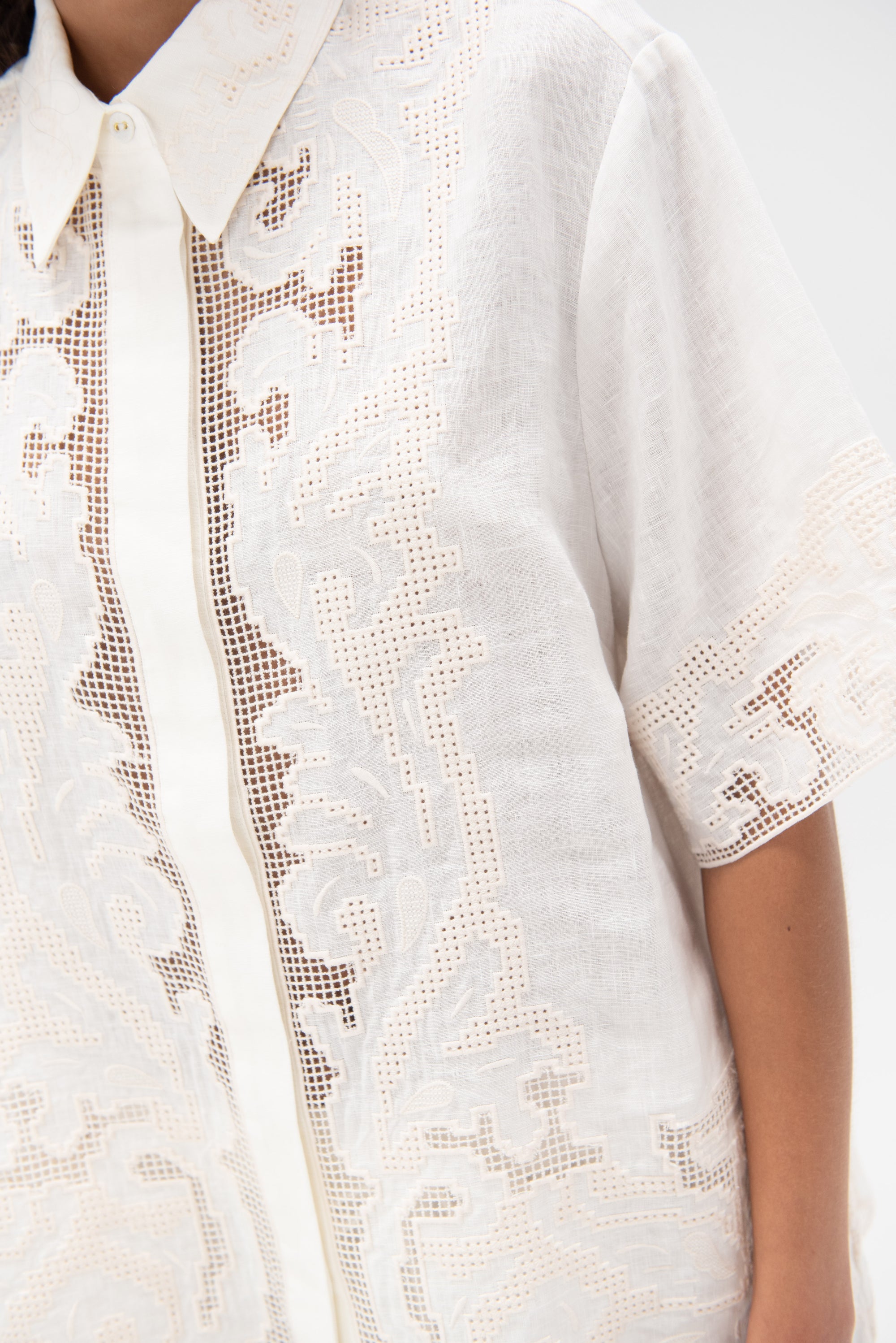 ALÉMAIS - Pegasus Embroidered Shirt, Ivory