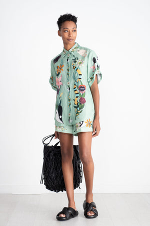 Alemais Meagan Oversized Linen Shirt, Jade – Kick Pleat