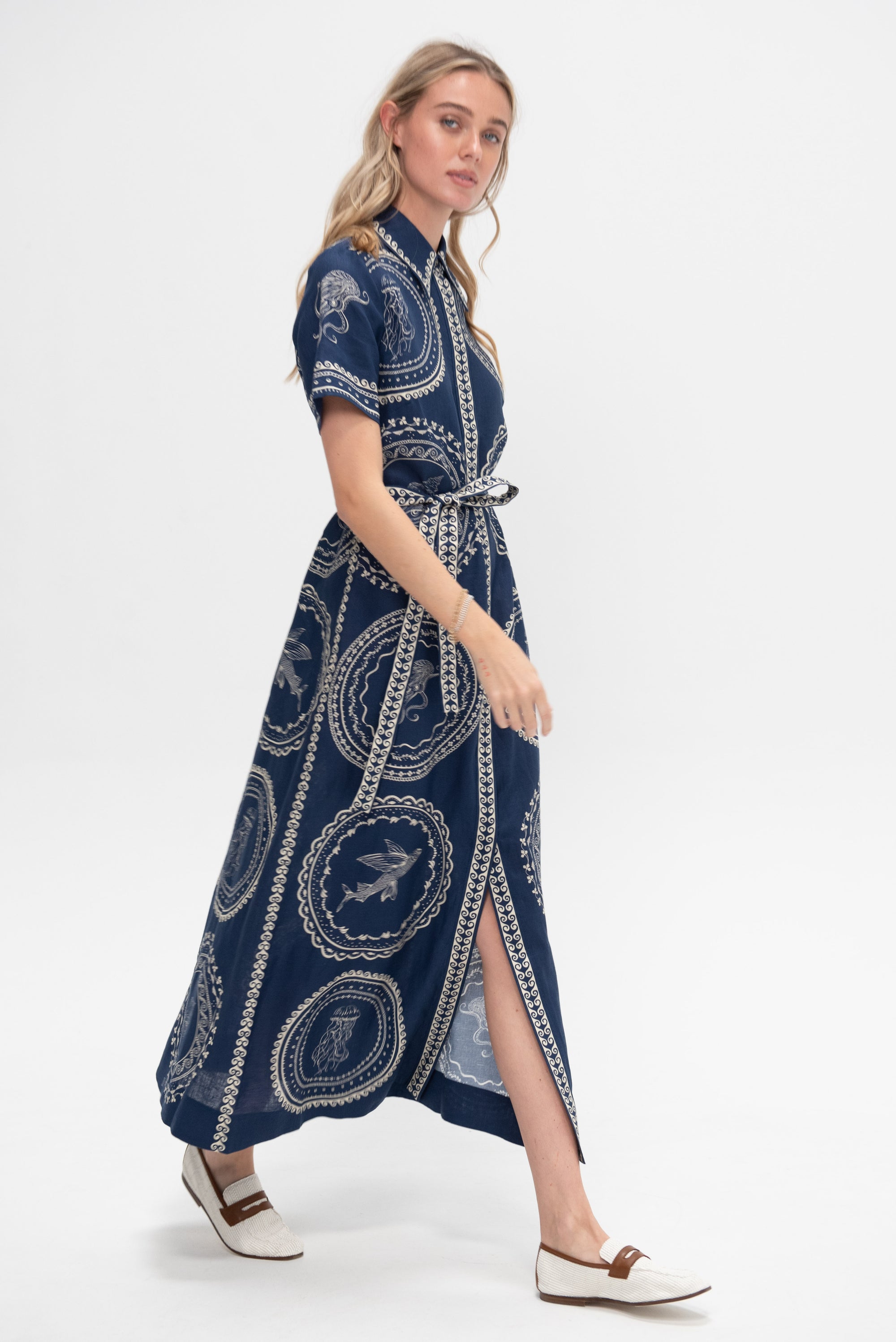 Ocaeane Linen Shirtdress, Navy