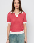 Poloneck Sweater, Red & White