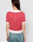 Poloneck Sweater, Red & White