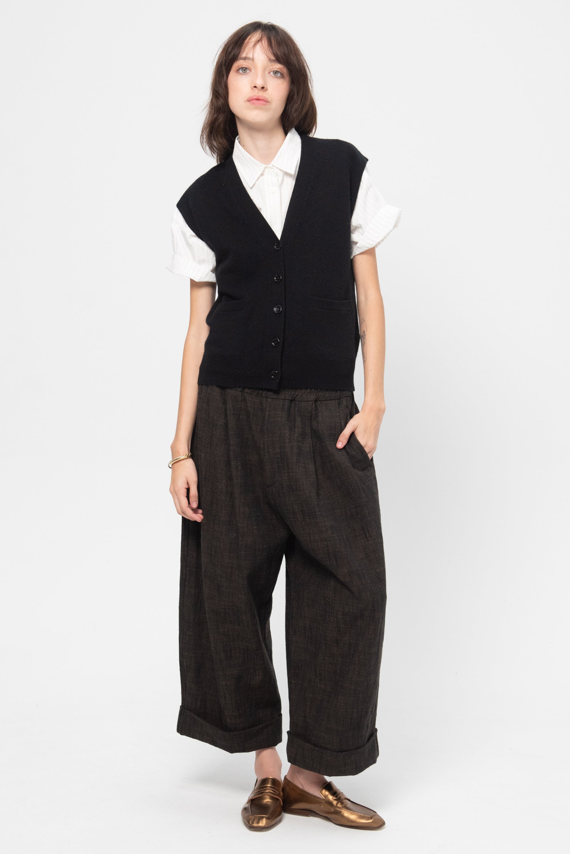 V-Neck Vest, Noir