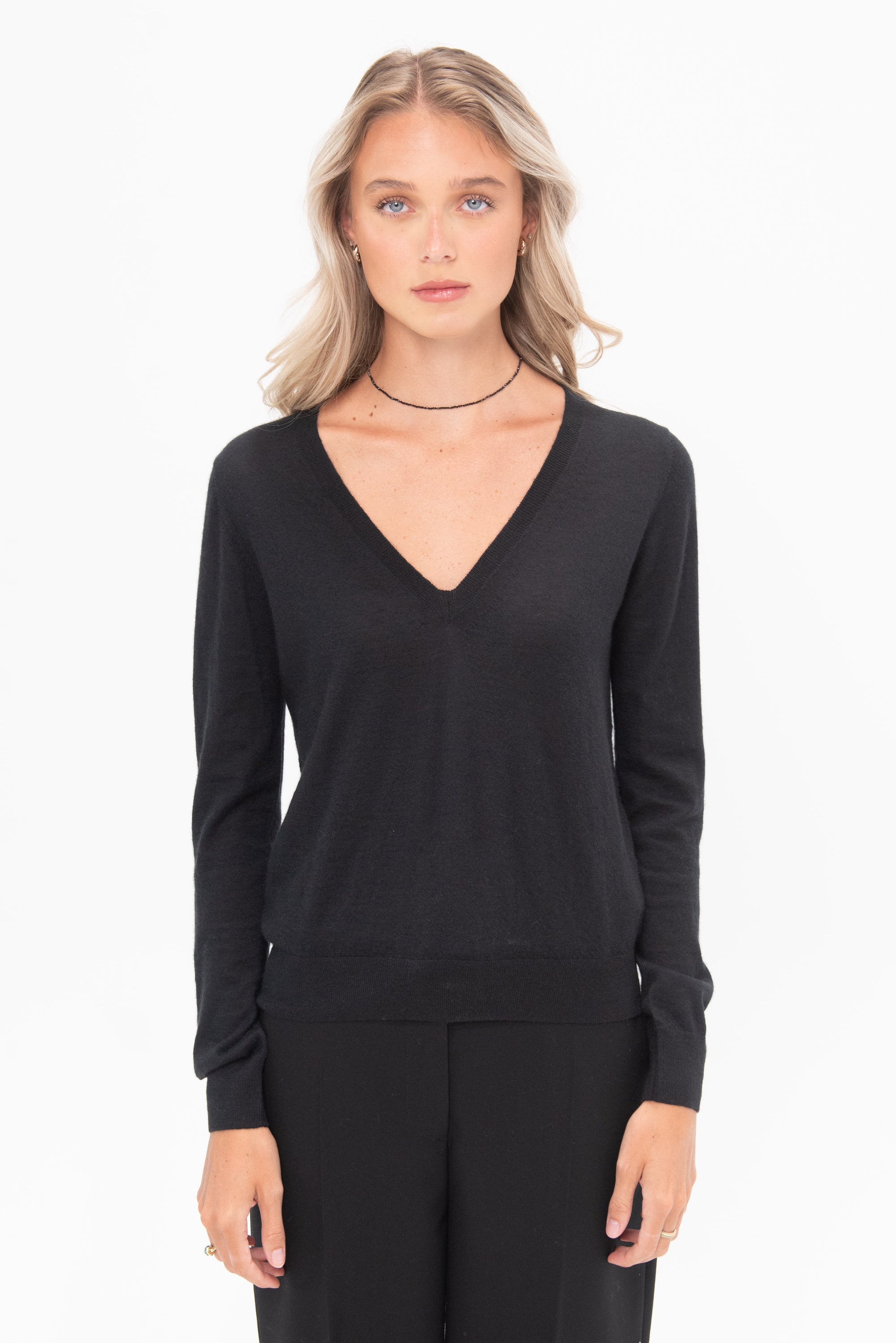 ALLUDE - V-Neck Sweater, Noir