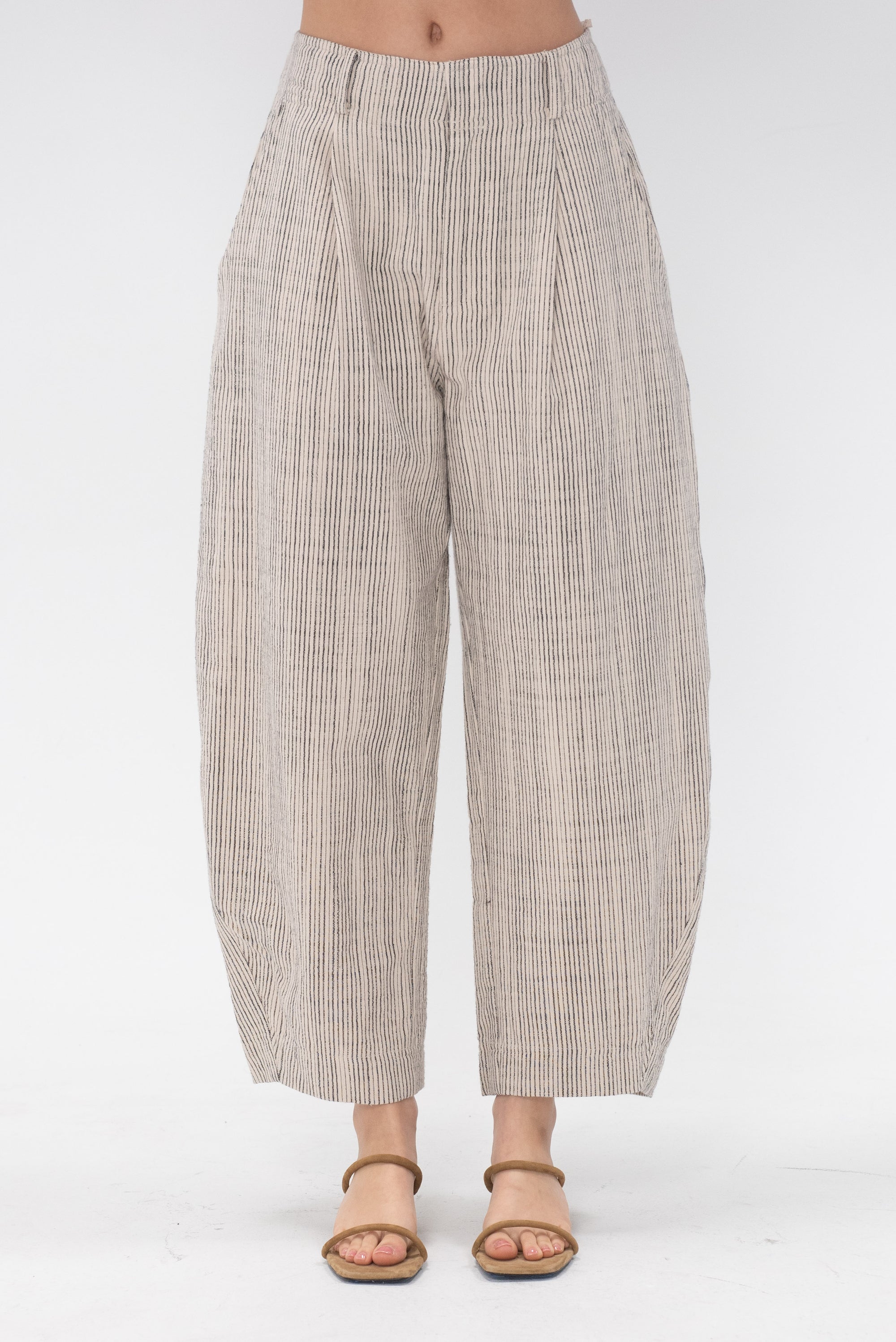 Apiece Apart - Bari Crop Trouser, Cream Pinstripe