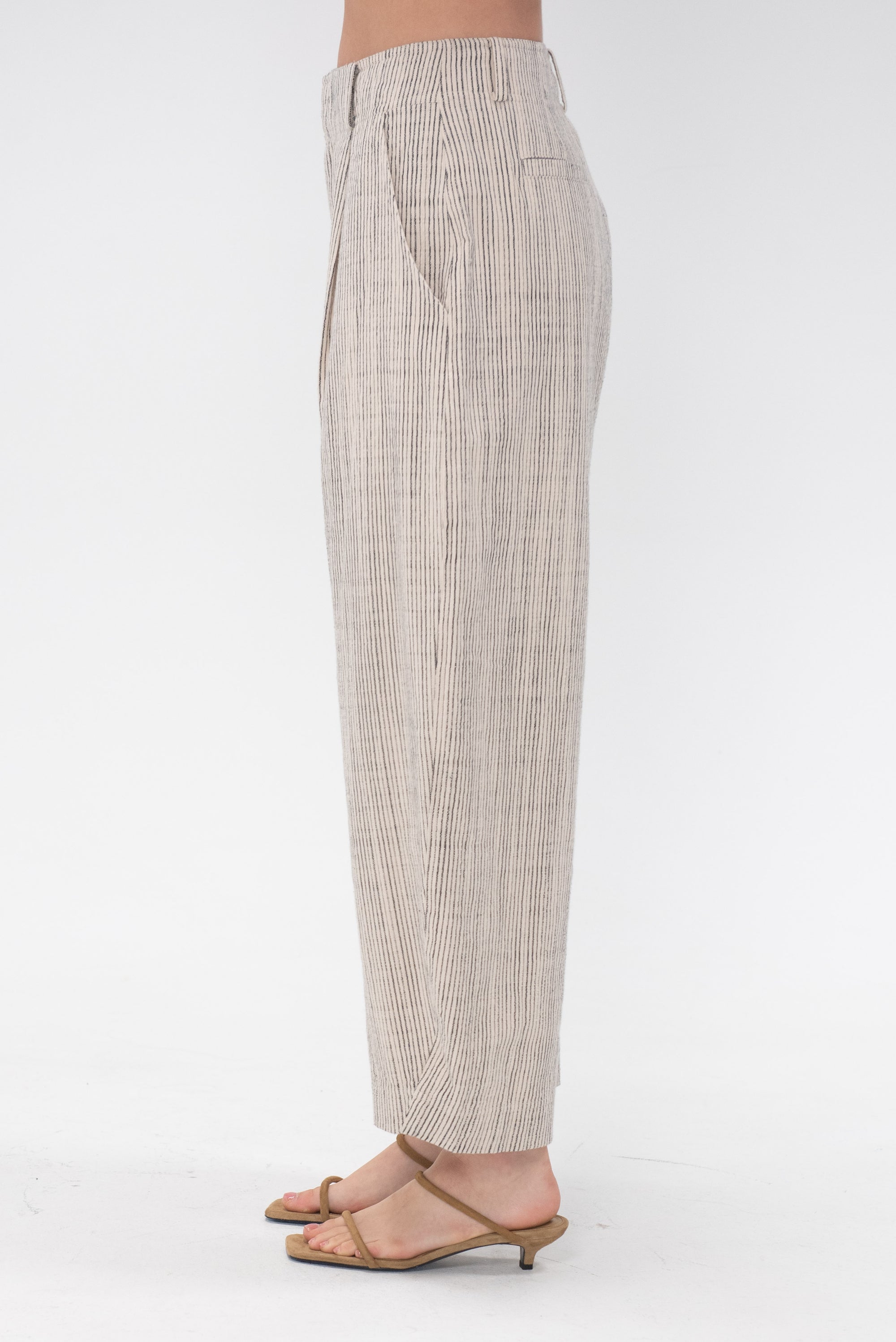 Apiece Apart - Bari Crop Trouser, Cream Pinstripe