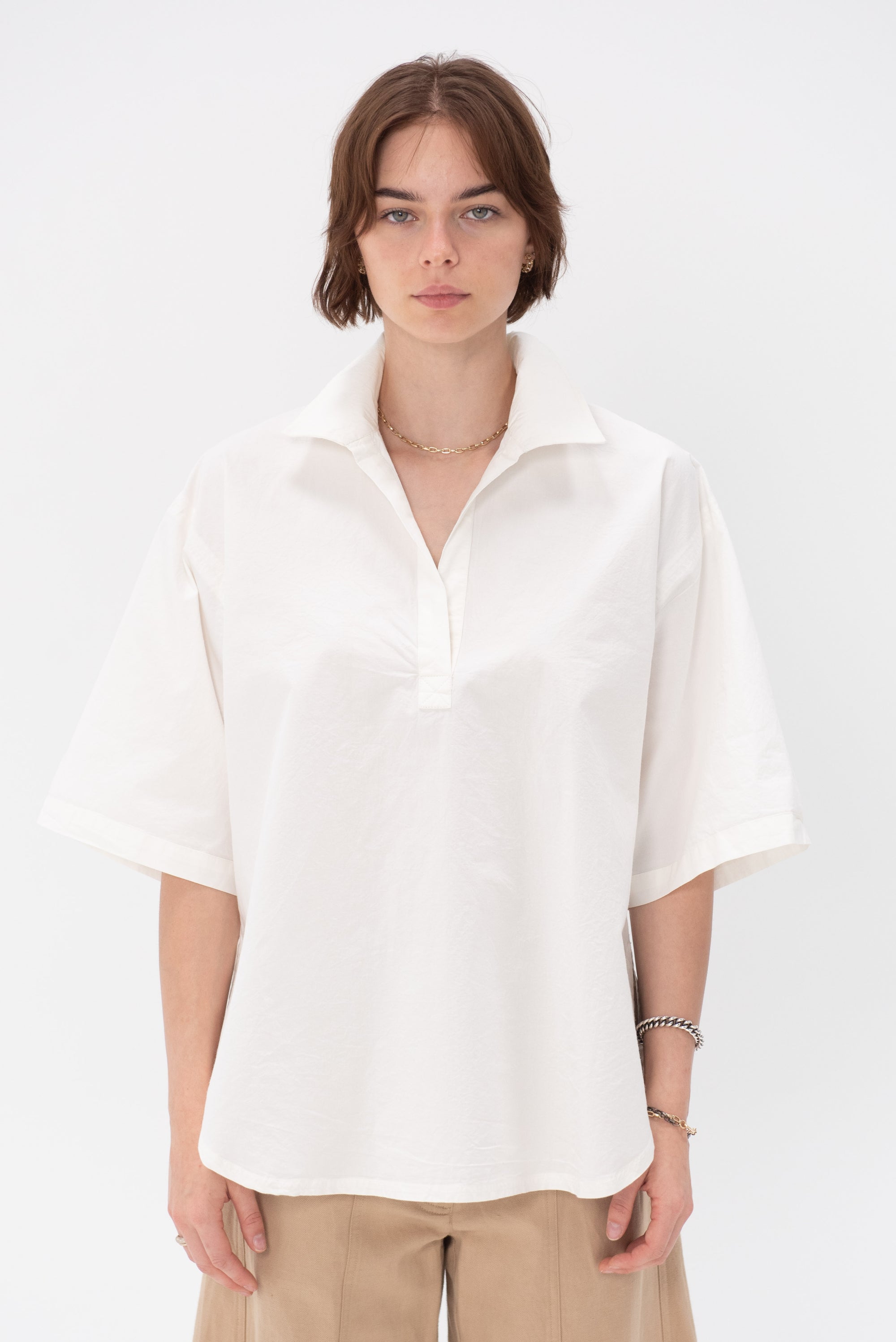 APIECE APART - Easy Pop-Over Henley, Cream