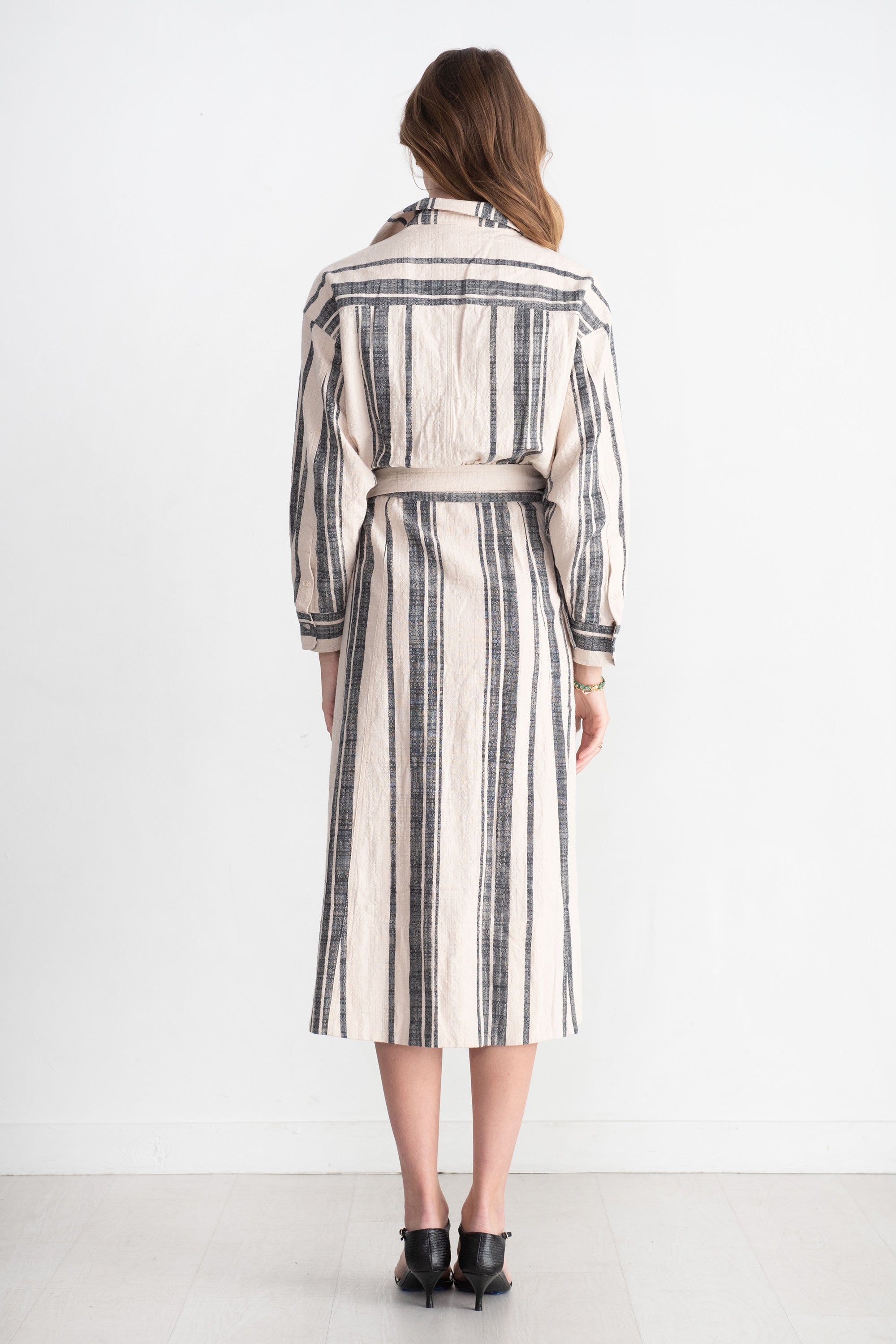 Apiece Apart - Gabriella Tie Dress, Cream Bold Stripe