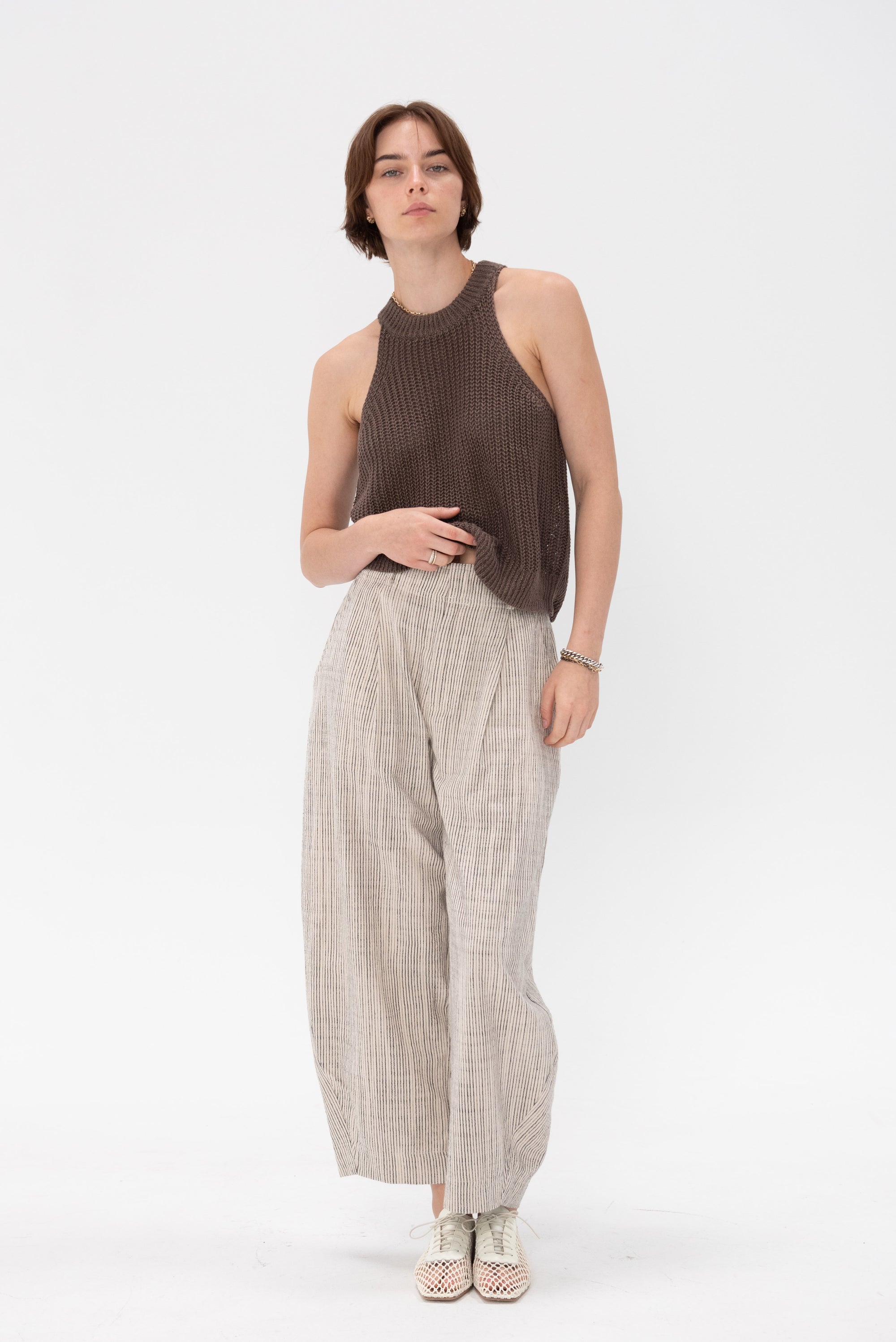 APIECE APART - Ori Racer Linen Tank, Chocolate