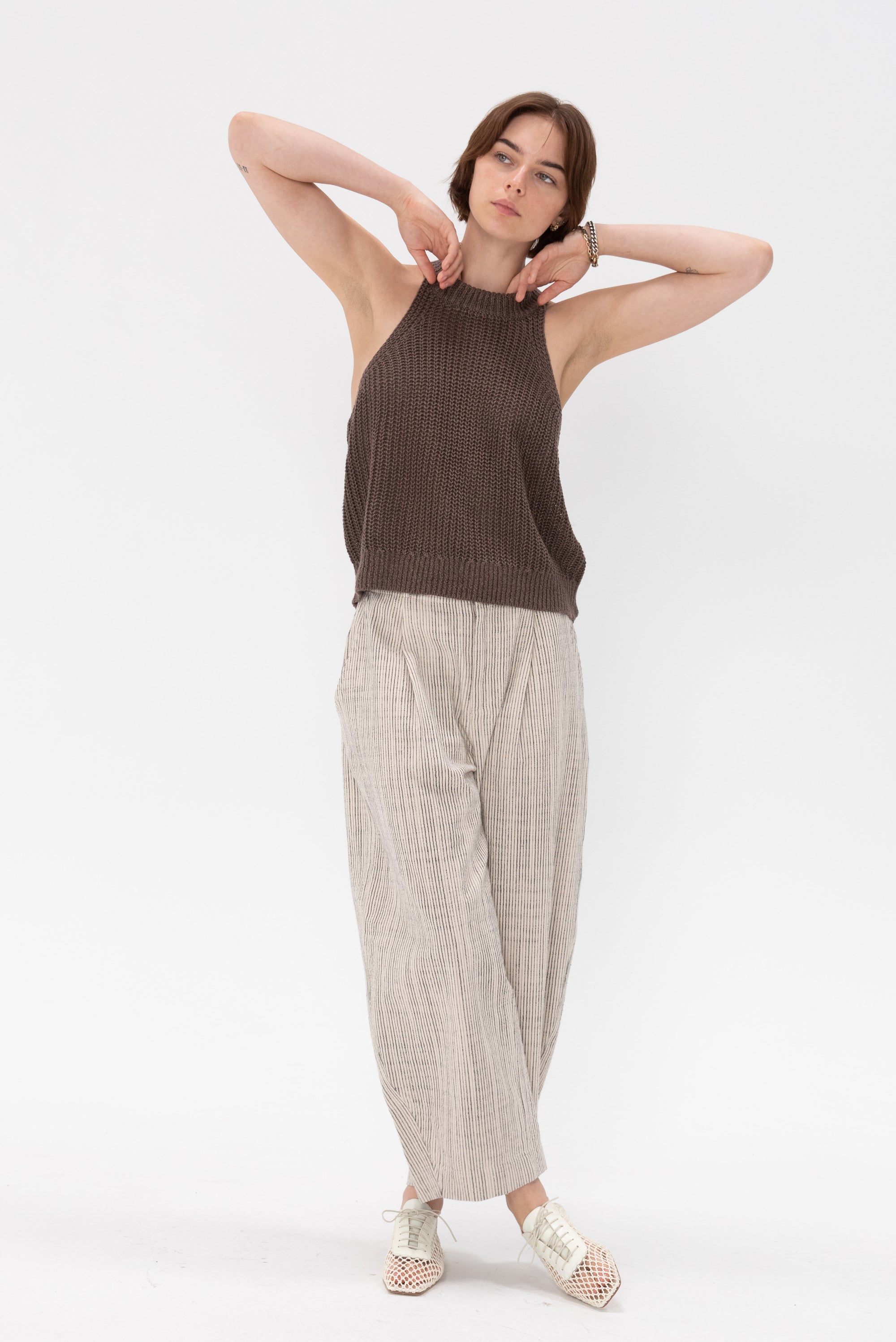 APIECE APART - Ori Racer Linen Tank, Chocolate