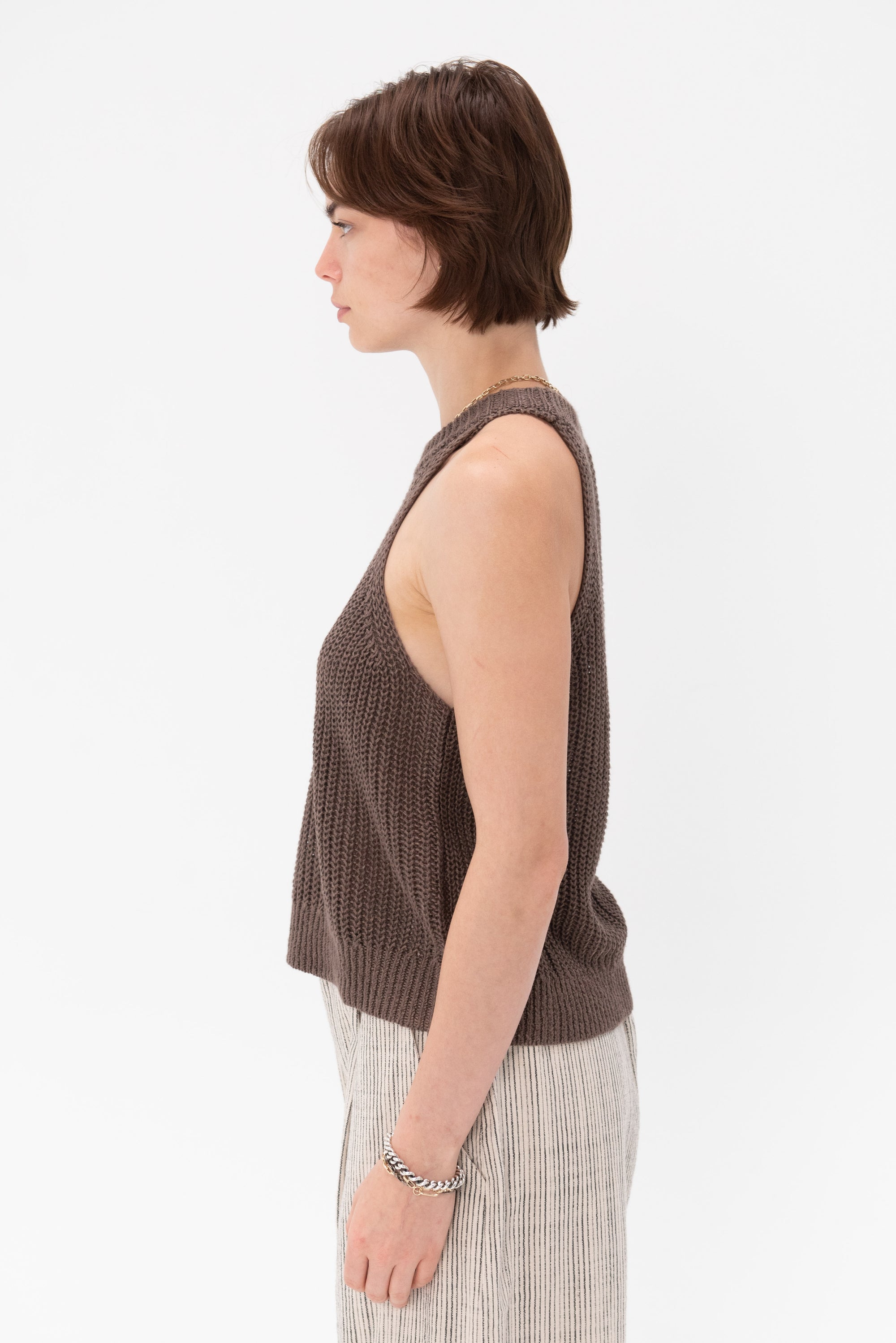 APIECE APART - Ori Racer Linen Tank, Chocolate