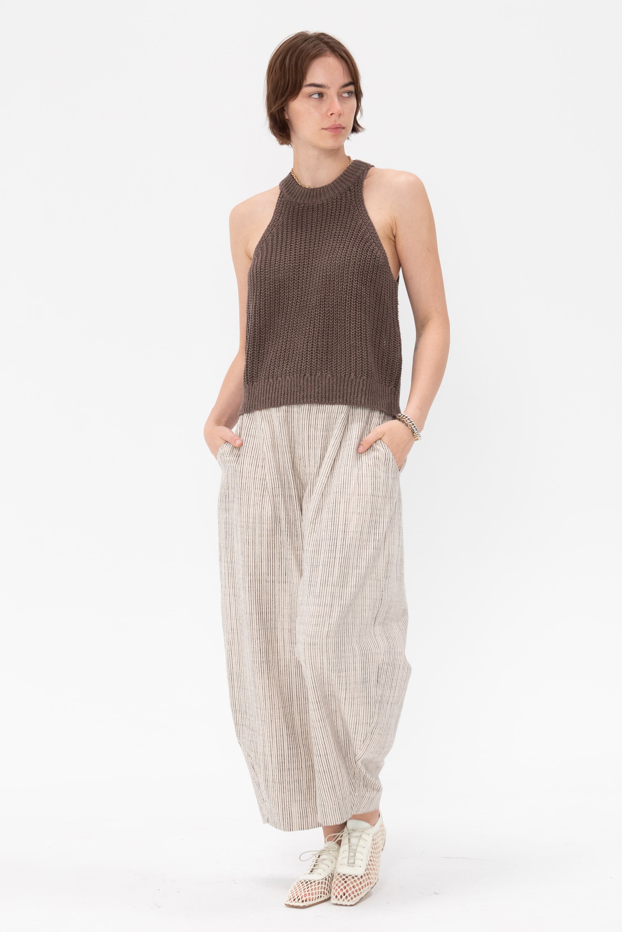 APIECE APART - Ori Racer Linen Tank, Chocolate