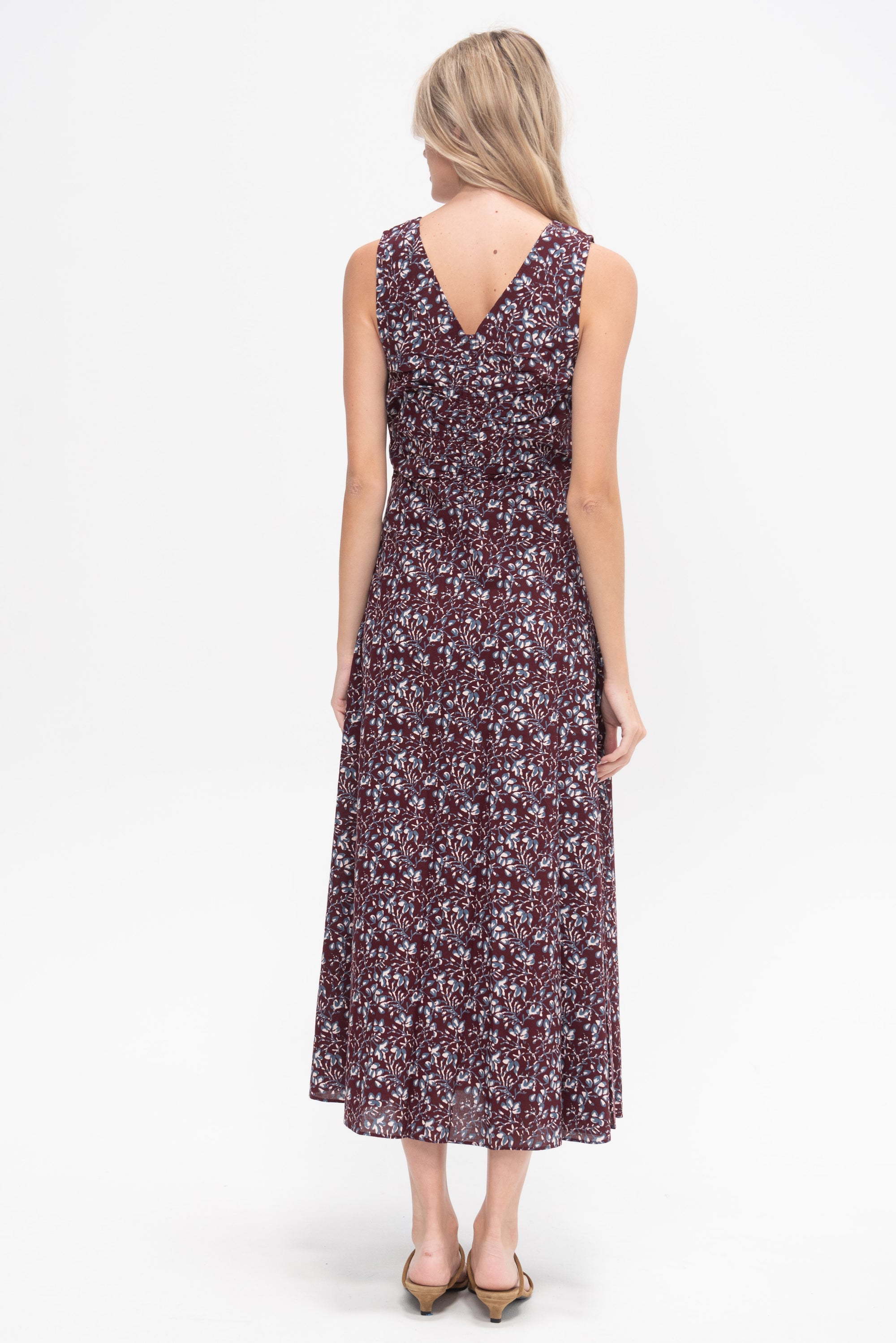 APIECE APART - Fatima Ruched Tank Dress, Mira Floral Wine Tasting