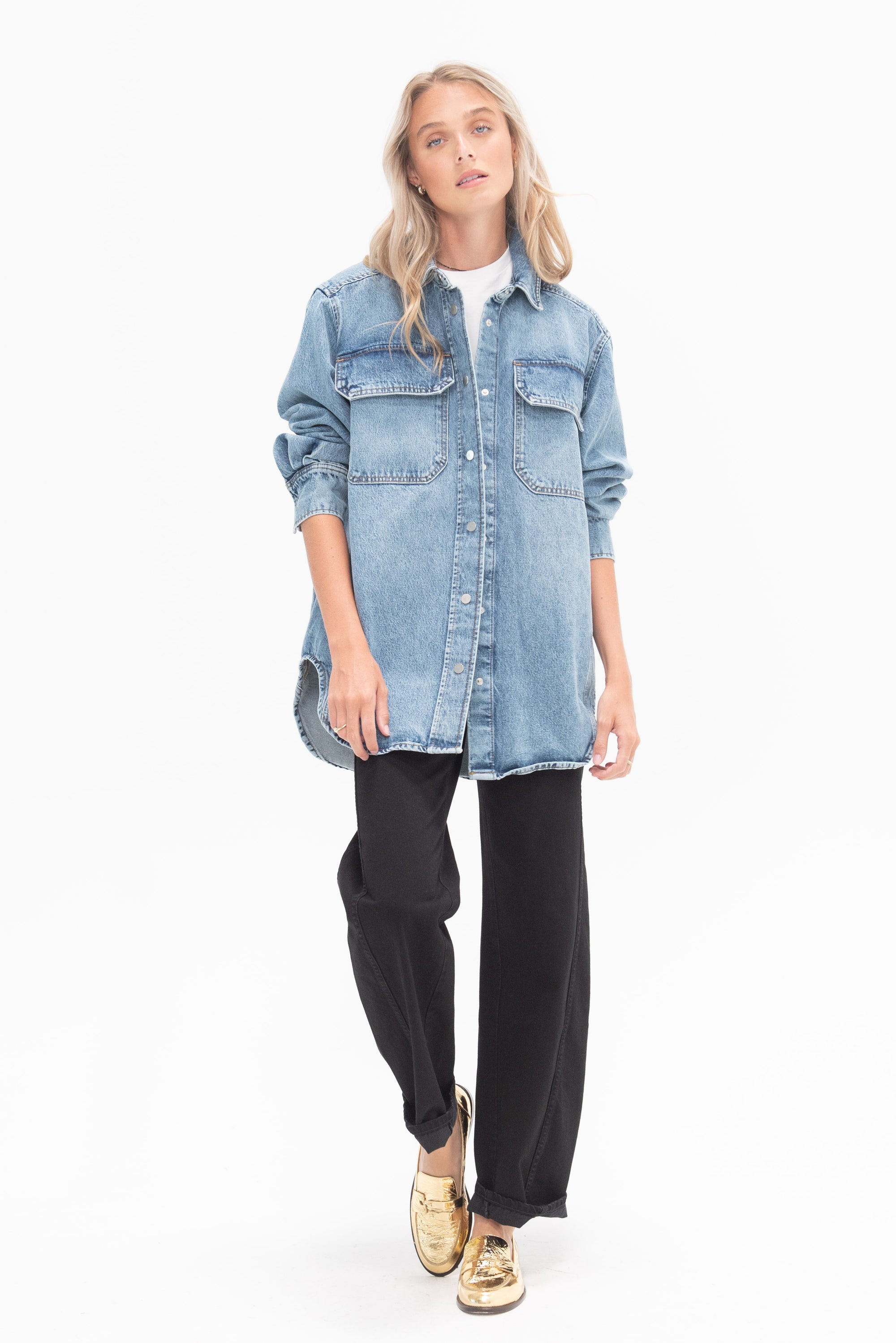 APIECE APART - Pia Oversized Shacket, Austin Wash