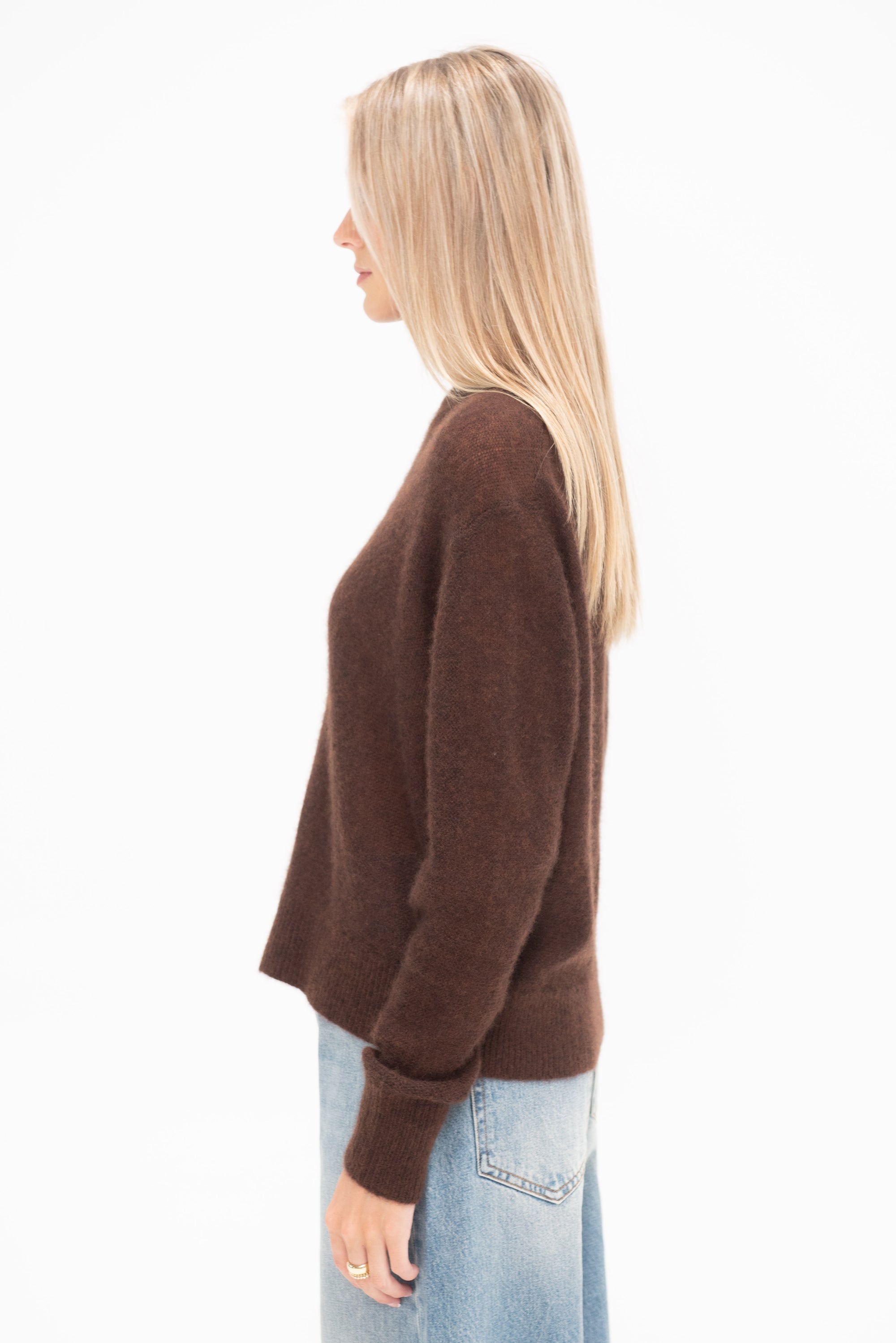 APIECE APART - Softest Tissue Weight Sweater, Chocolate