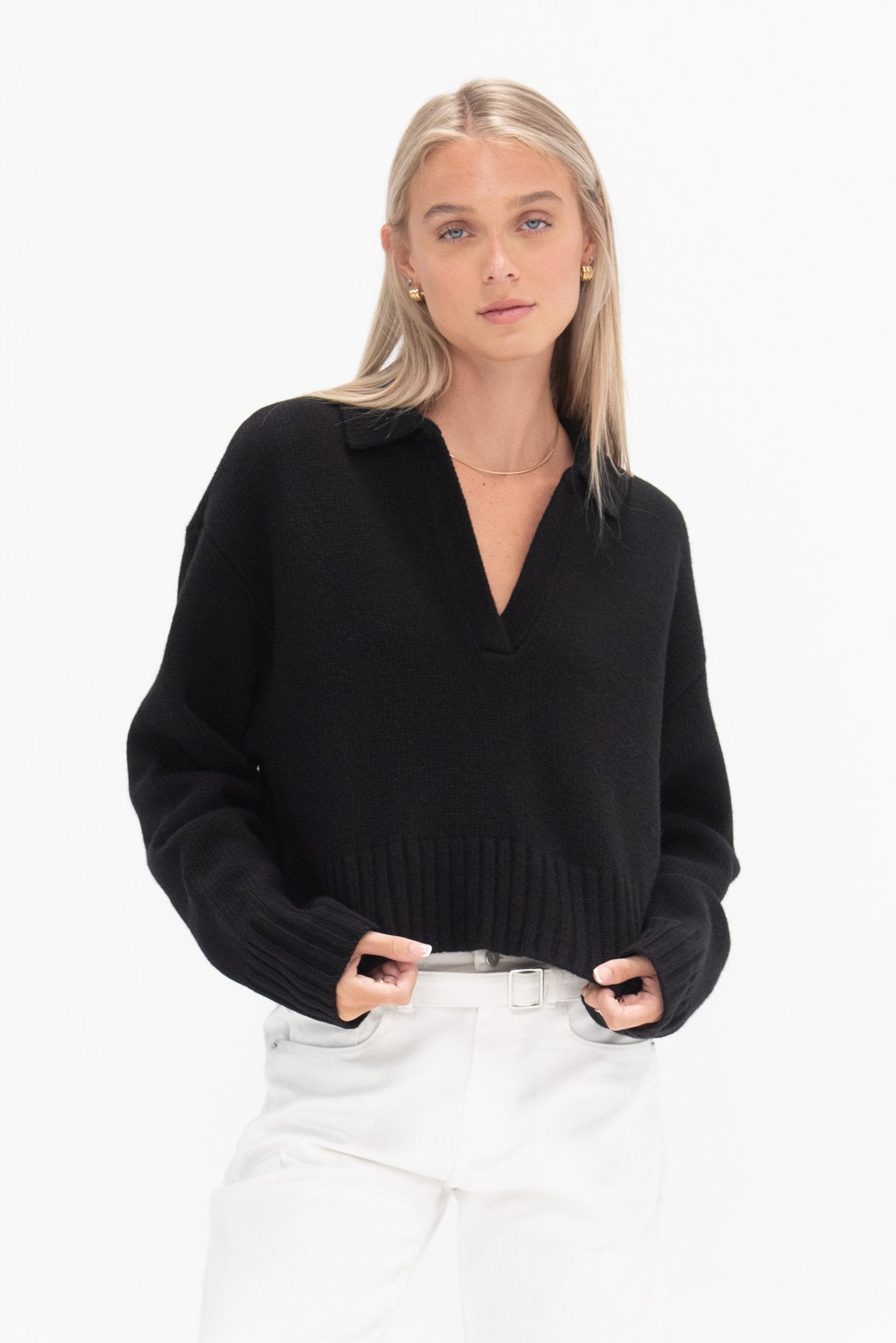 APIECE APART - Split Neck Henley, Black