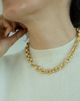 Chain Necklace with Tusk Clasp, Gold Plate