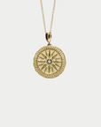 AZLEE - Sunburst Large Diamond Coin Charm, Yellow Gold