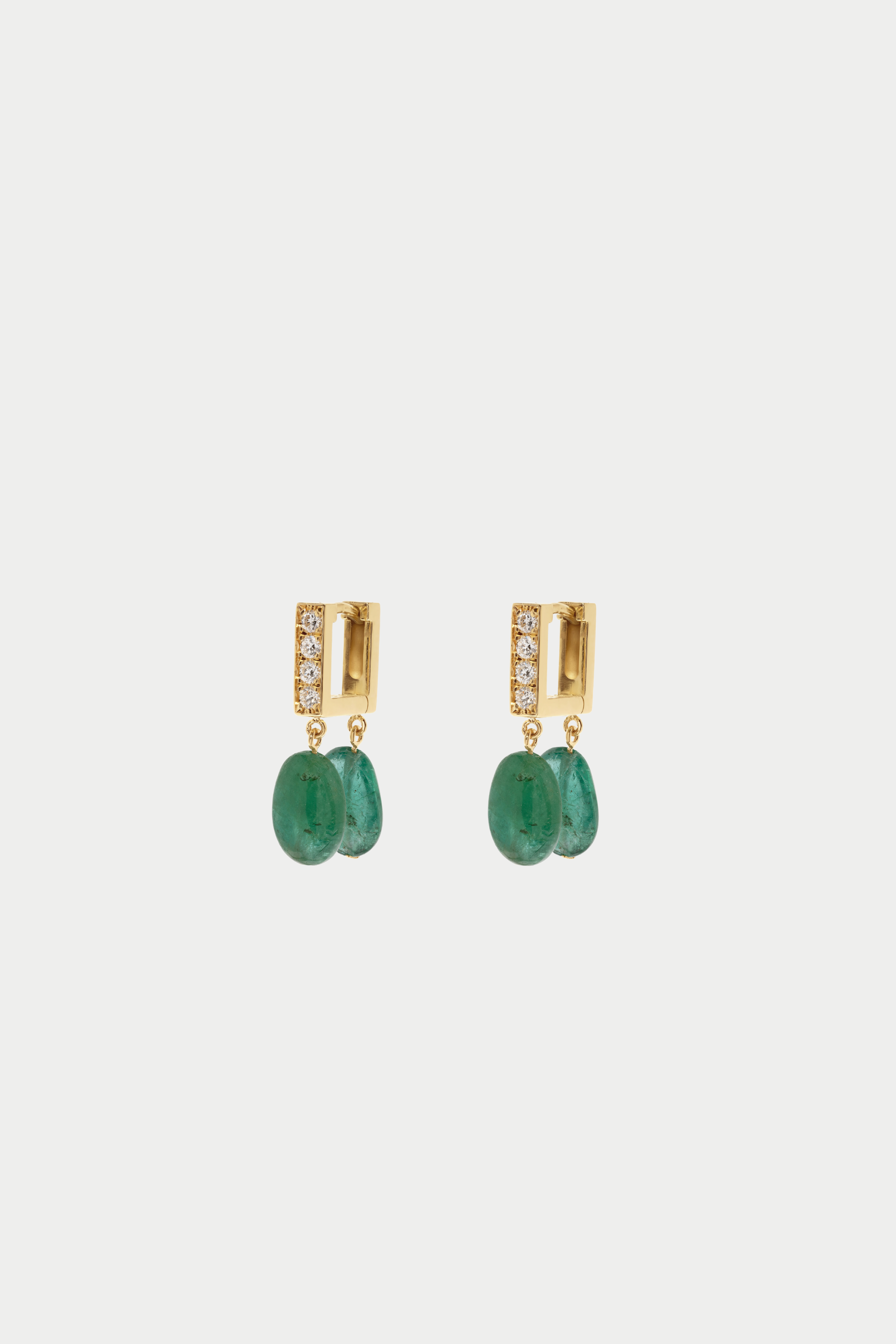 AZLEE - Mosaic Moss Diamond Hoops, Emerald