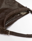 Belted Hobo Bag, Dark Brown