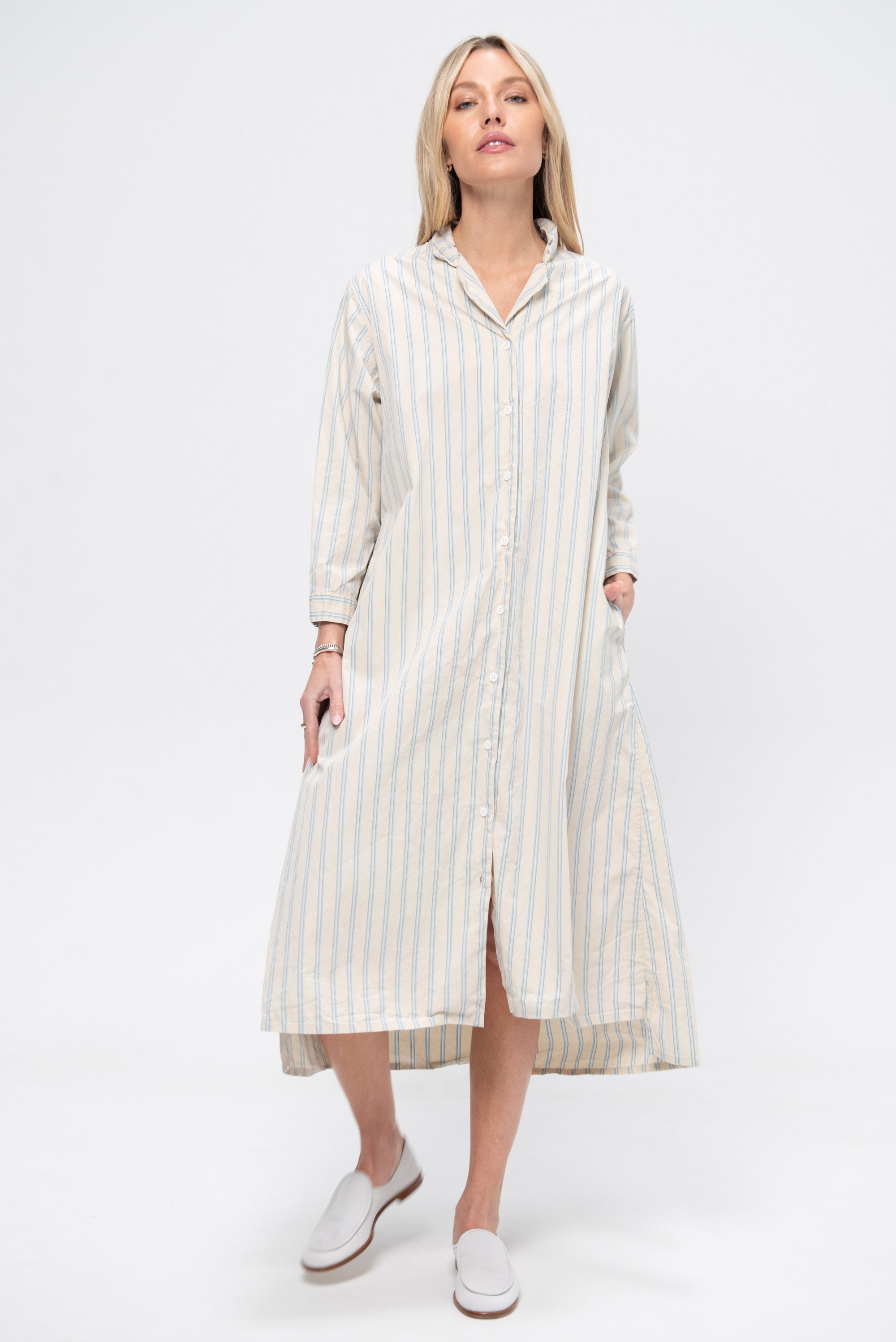 Dawn Dress, Cream Stripe