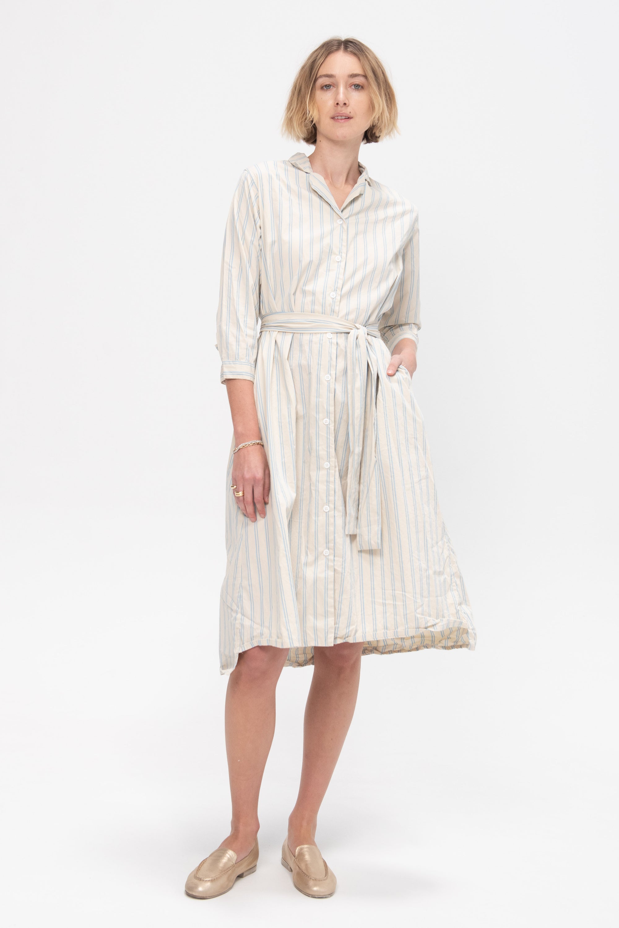 Dawn Dress, Cream Stripe