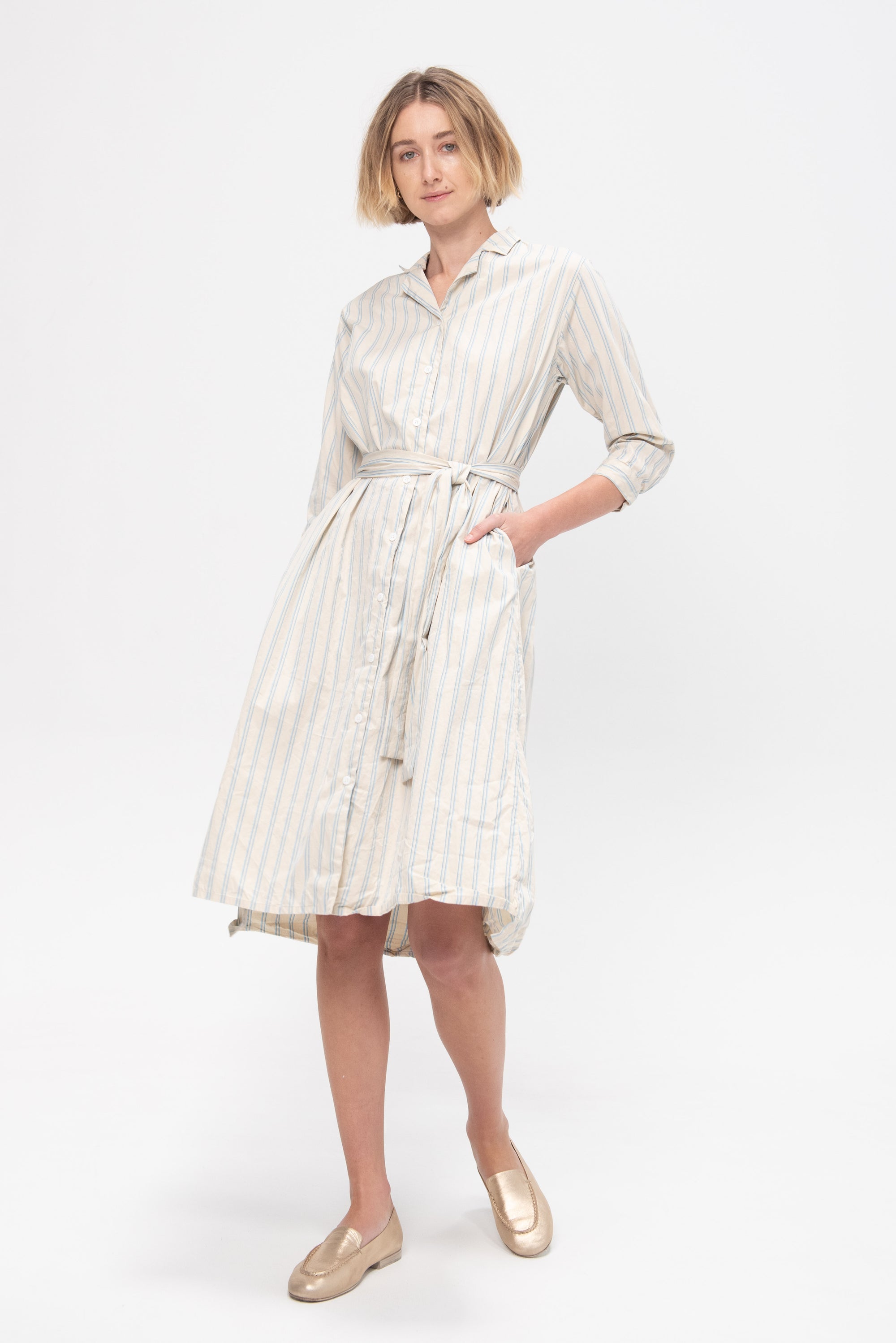 Dawn Dress, Cream Stripe