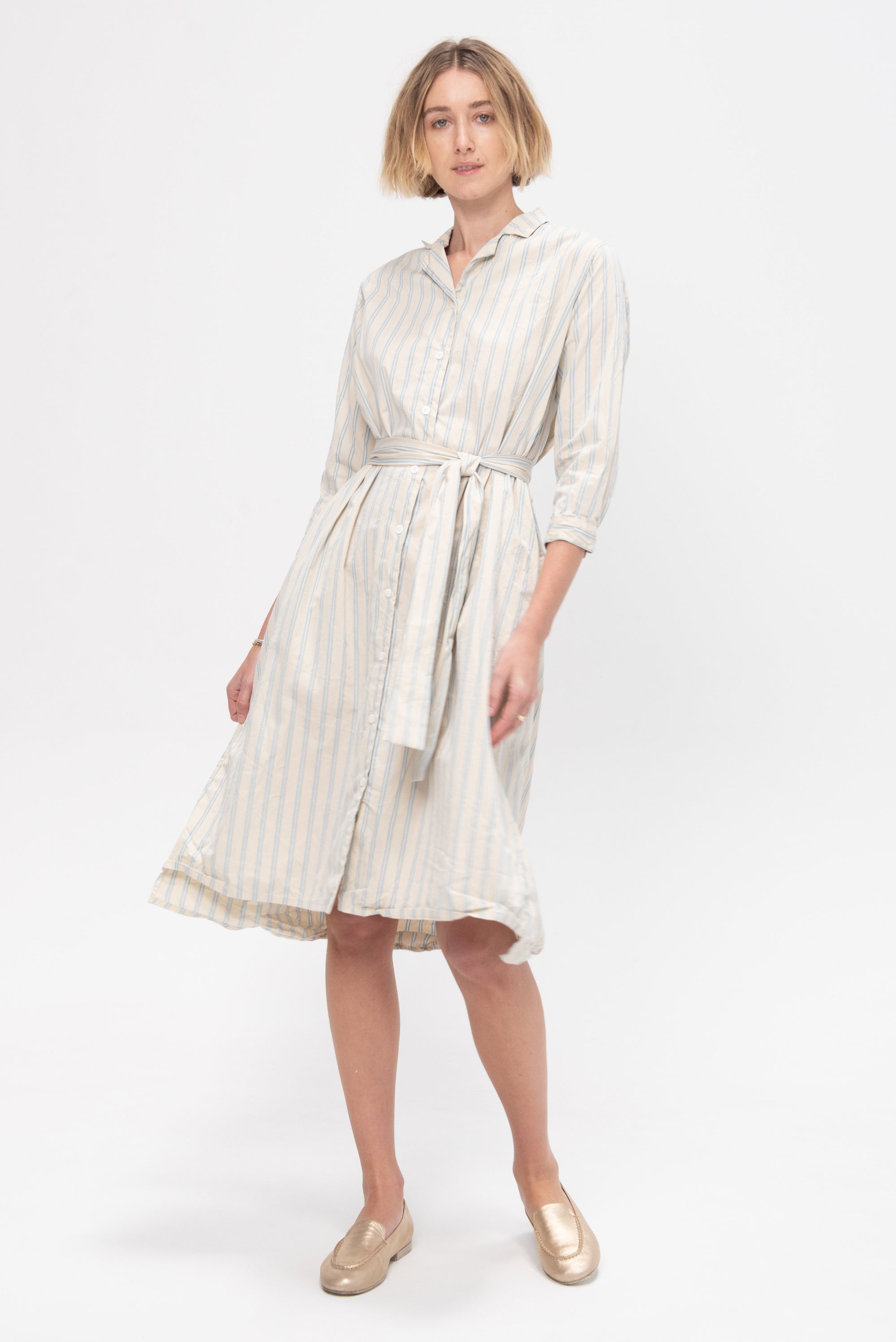 Dawn Dress, Cream Stripe