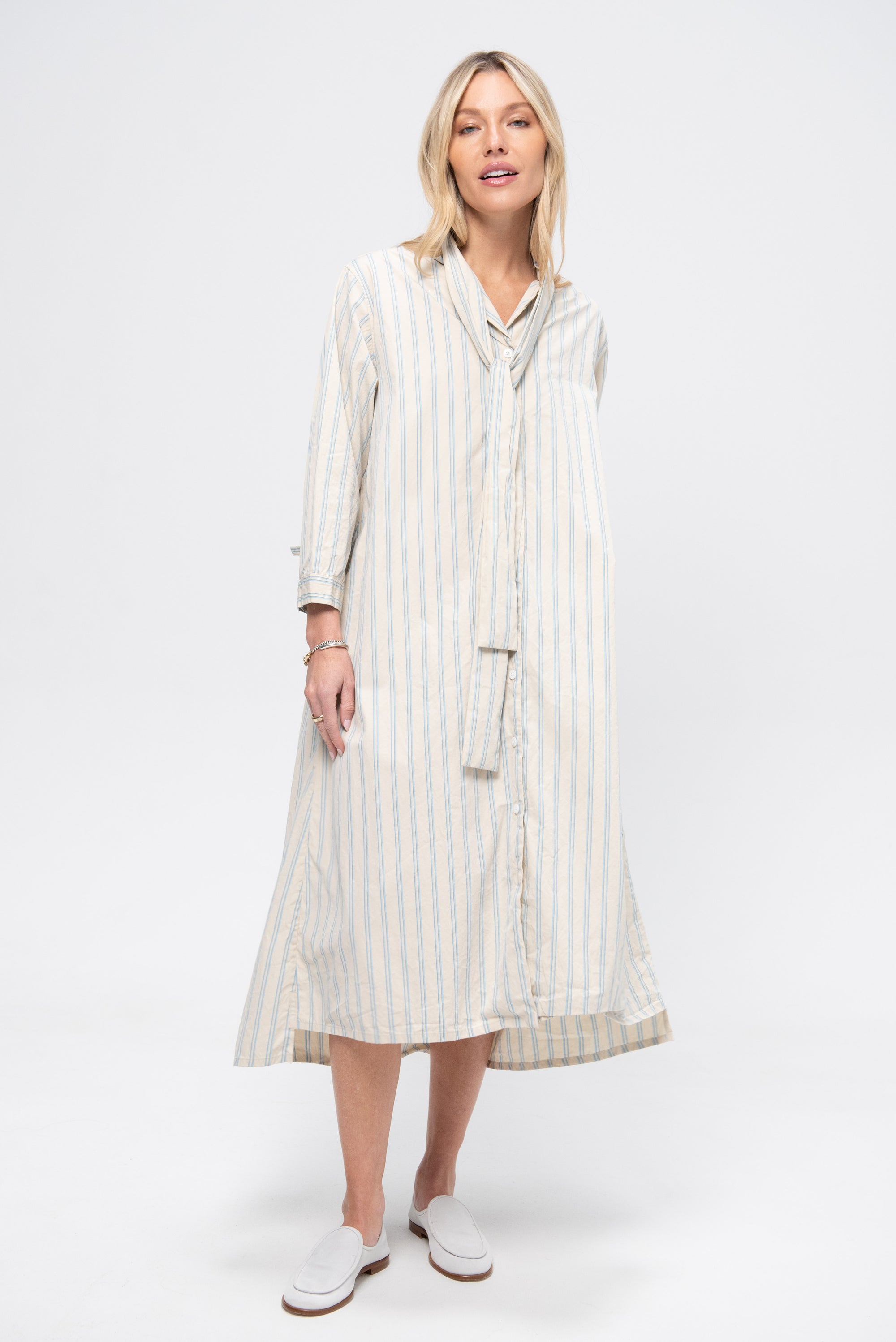 Dawn Dress, Cream Stripe