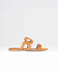 Suede Flat Sandals, Cognac