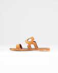 Suede Flat Sandals, Cognac