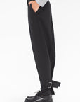 Buckled Slouch Trousers, Black