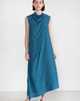 Christian Wijnants - Dinari Sleeveless Dress with Draped Collar, Petrol