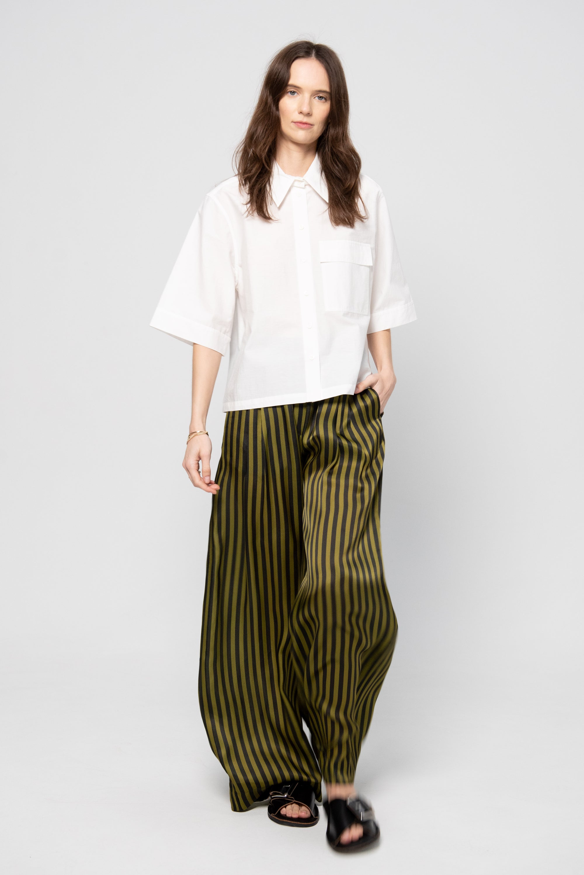 Prelah Trouser, Black Khaki Stripes Big