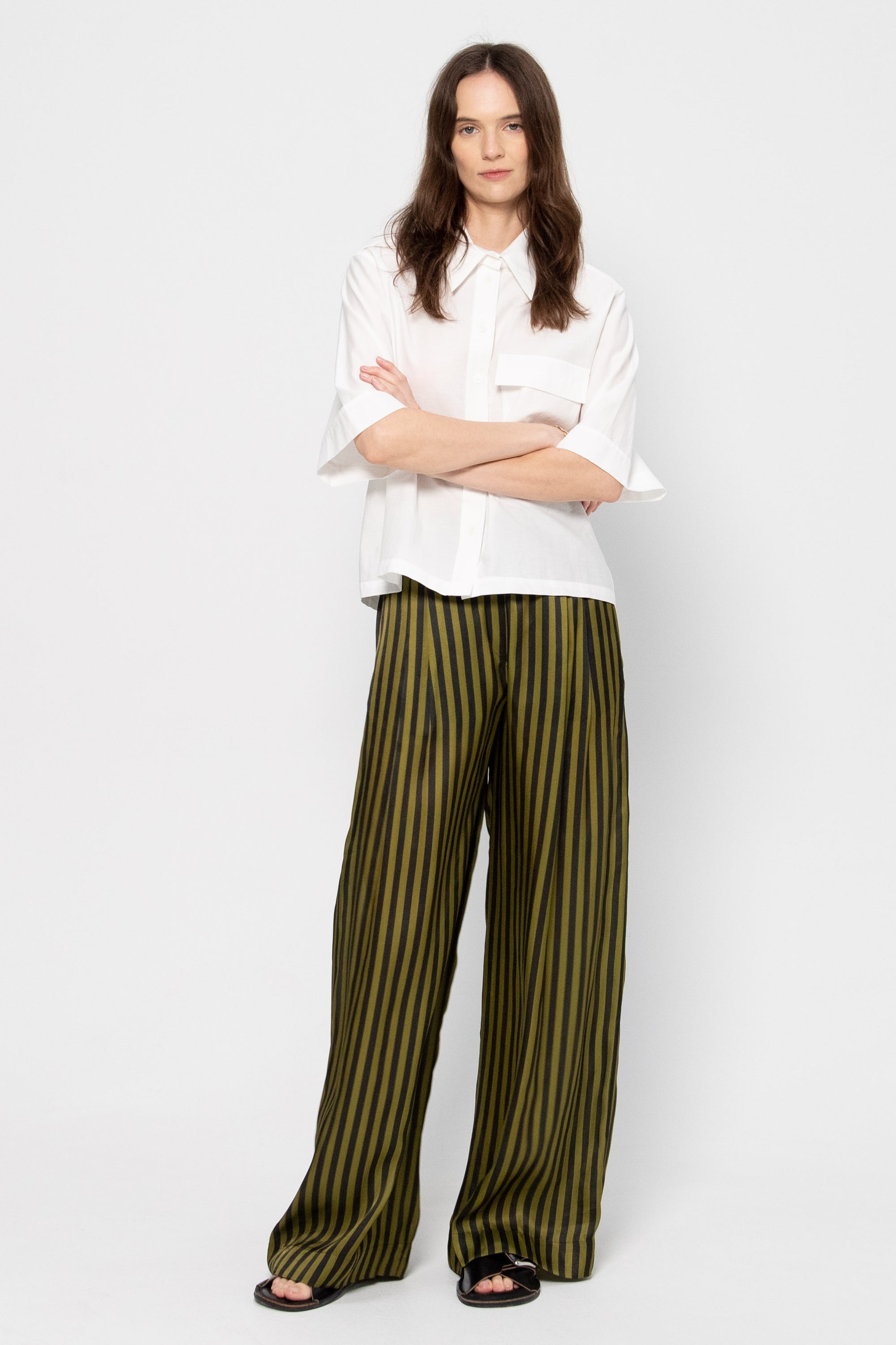 Prelah Trouser, Black Khaki Stripes Big