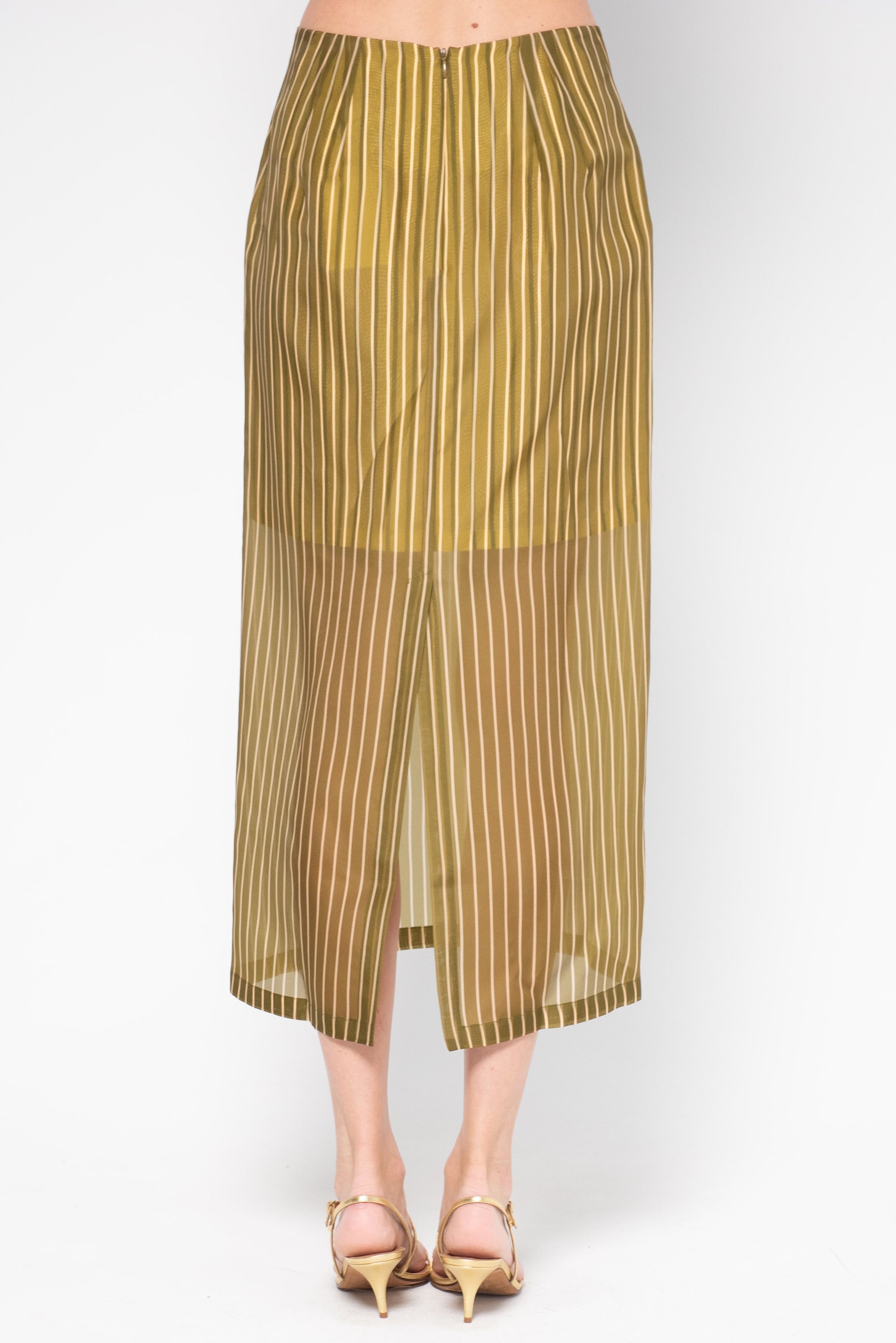 Susa Layered Organza Skirt, Khaki &amp; Peach Stripes