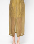 Susa Layered Organza Skirt, Khaki & Peach Stripes