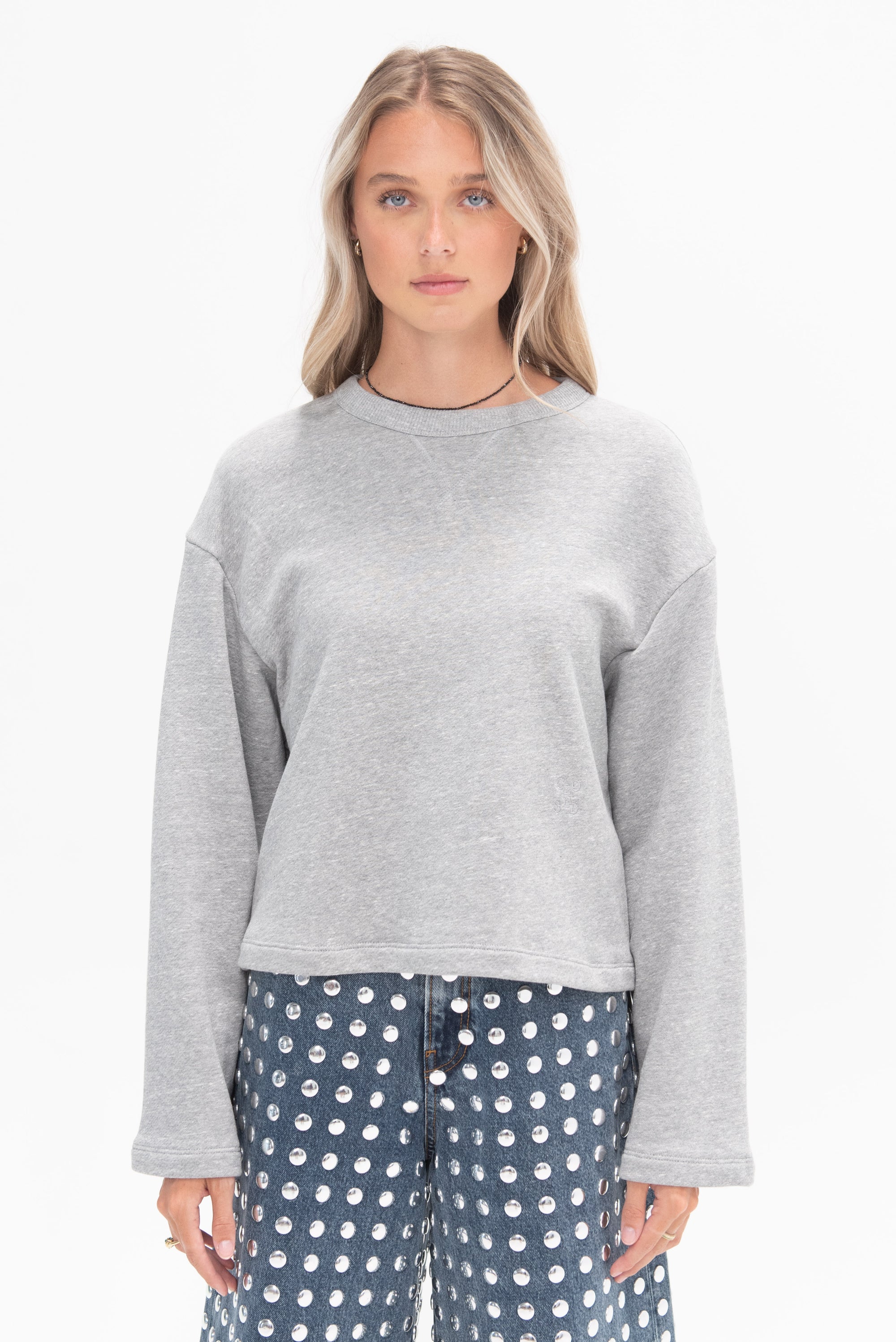 CLOSED - Short Sweatshirt, Light Grey Melange