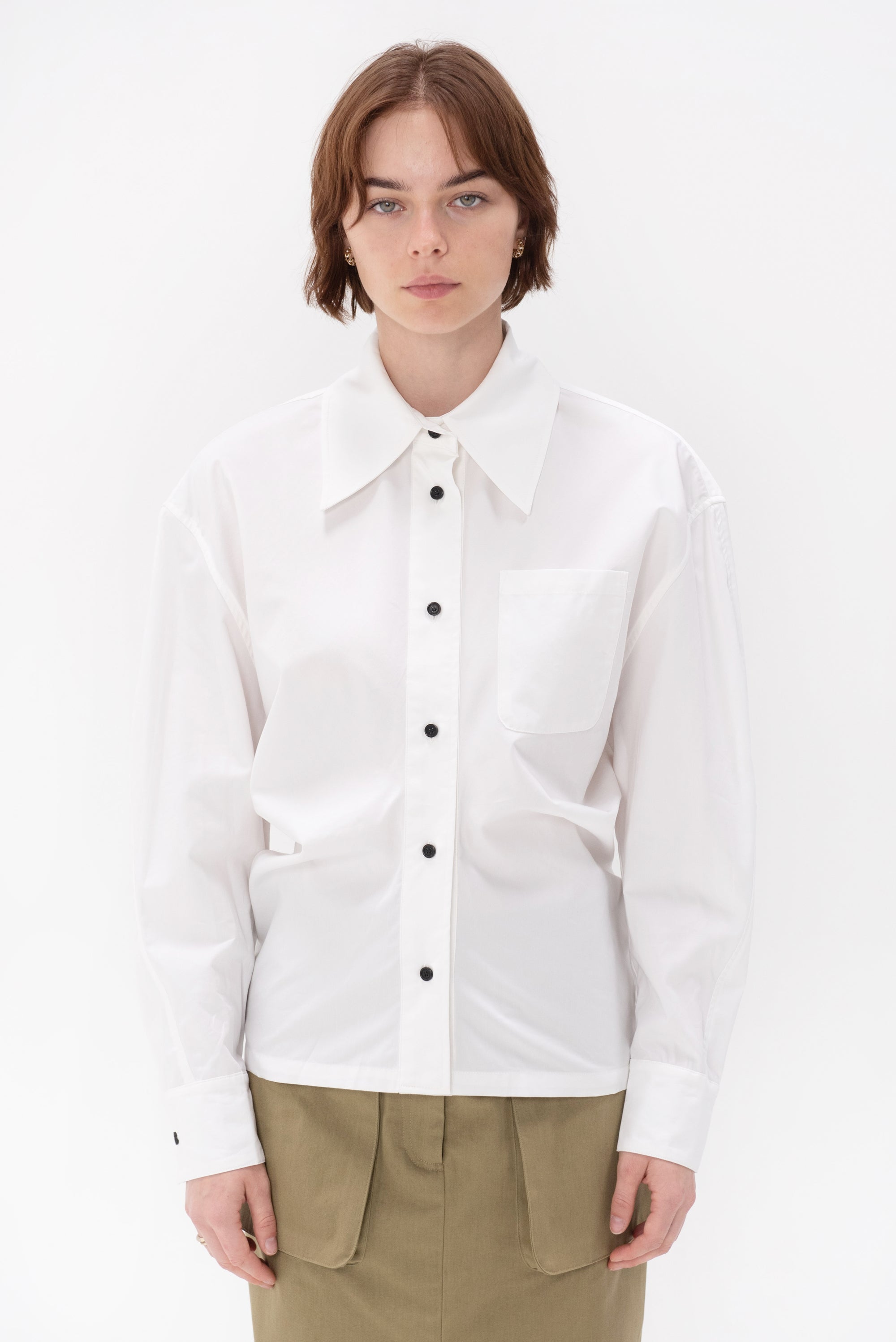 CO - Button Down Banana Shirt in Cotton, Optic White