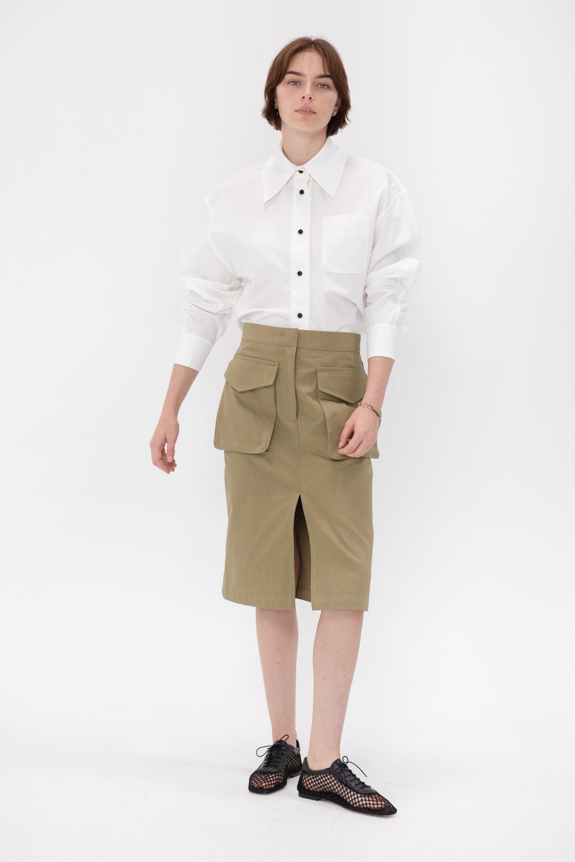 CO - Button Down Banana Shirt in Cotton, Optic White