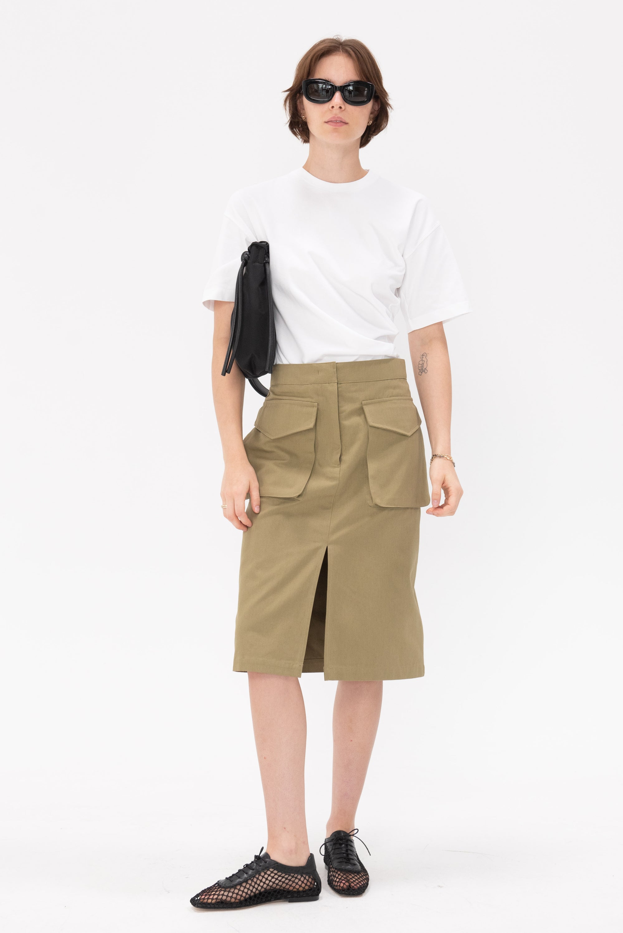 CO - Cargo Pencil Skirt, Sage