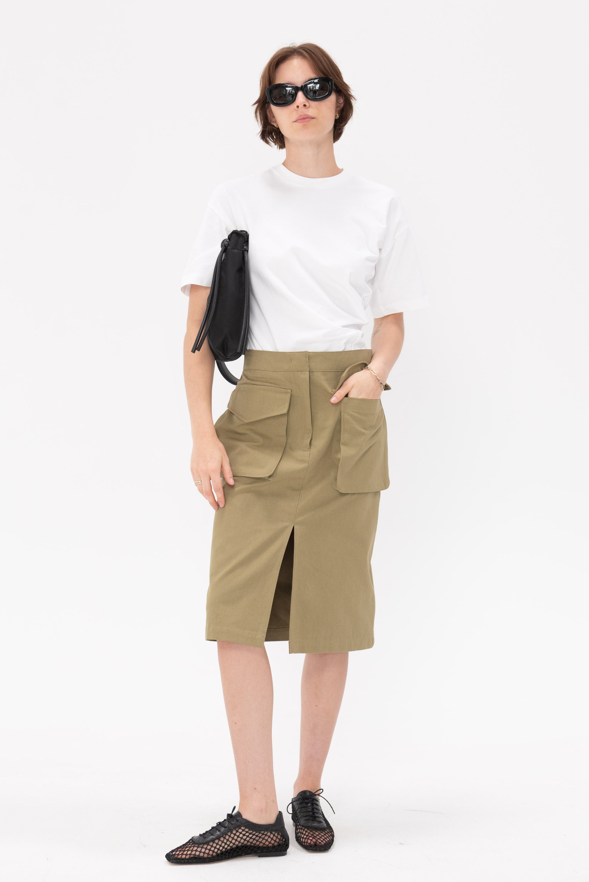 CO - Cargo Pencil Skirt, Sage