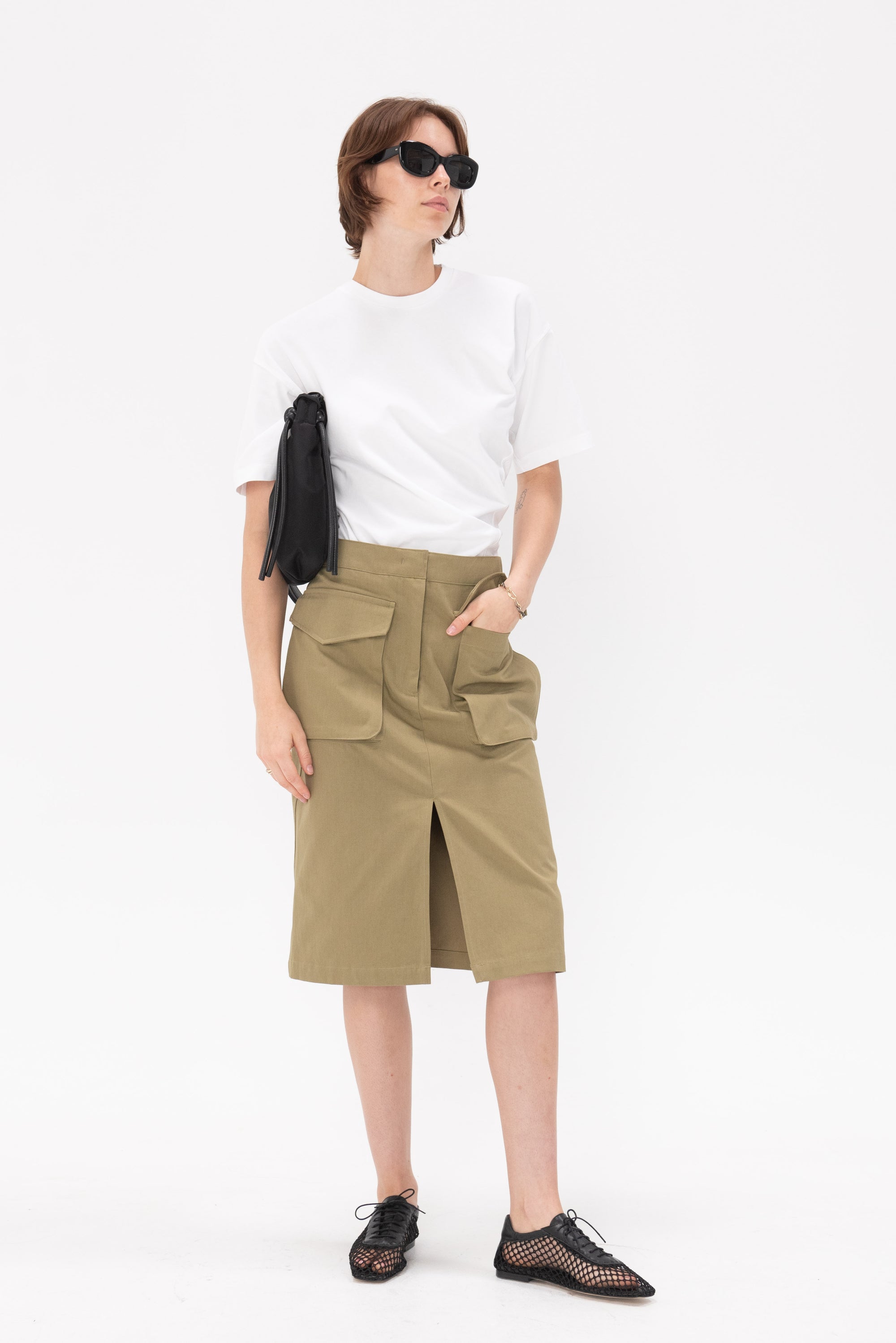 CO - Cargo Pencil Skirt, Sage