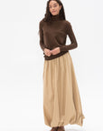 CO - Draped Turtleneck Top in Cashmere, Brown