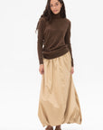 CO - Draped Turtleneck Top in Cashmere, Brown