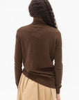 CO - Draped Turtleneck Top in Cashmere, Brown