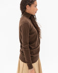 CO - Draped Turtleneck Top in Cashmere, Brown