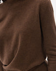 CO - Draped Turtleneck Top in Cashmere, Brown