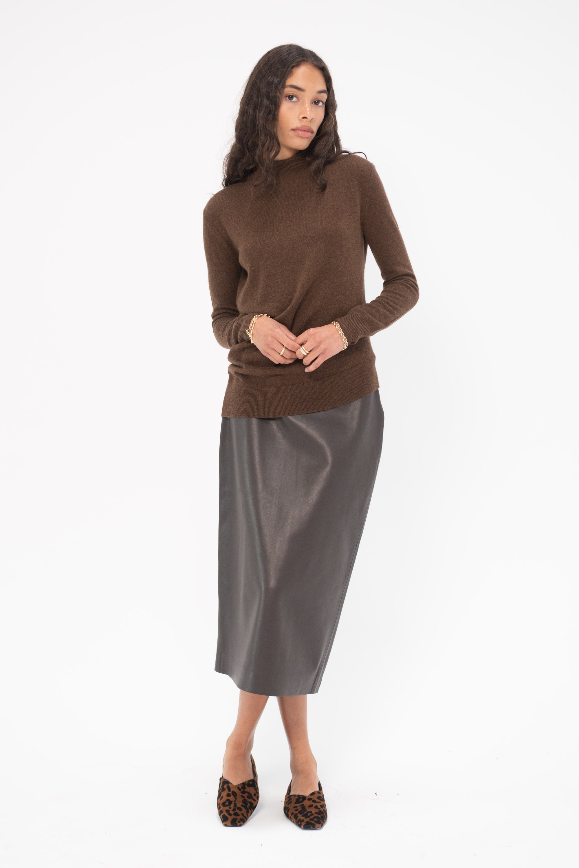 CO - Midi Pencil Skirt, Chocolate