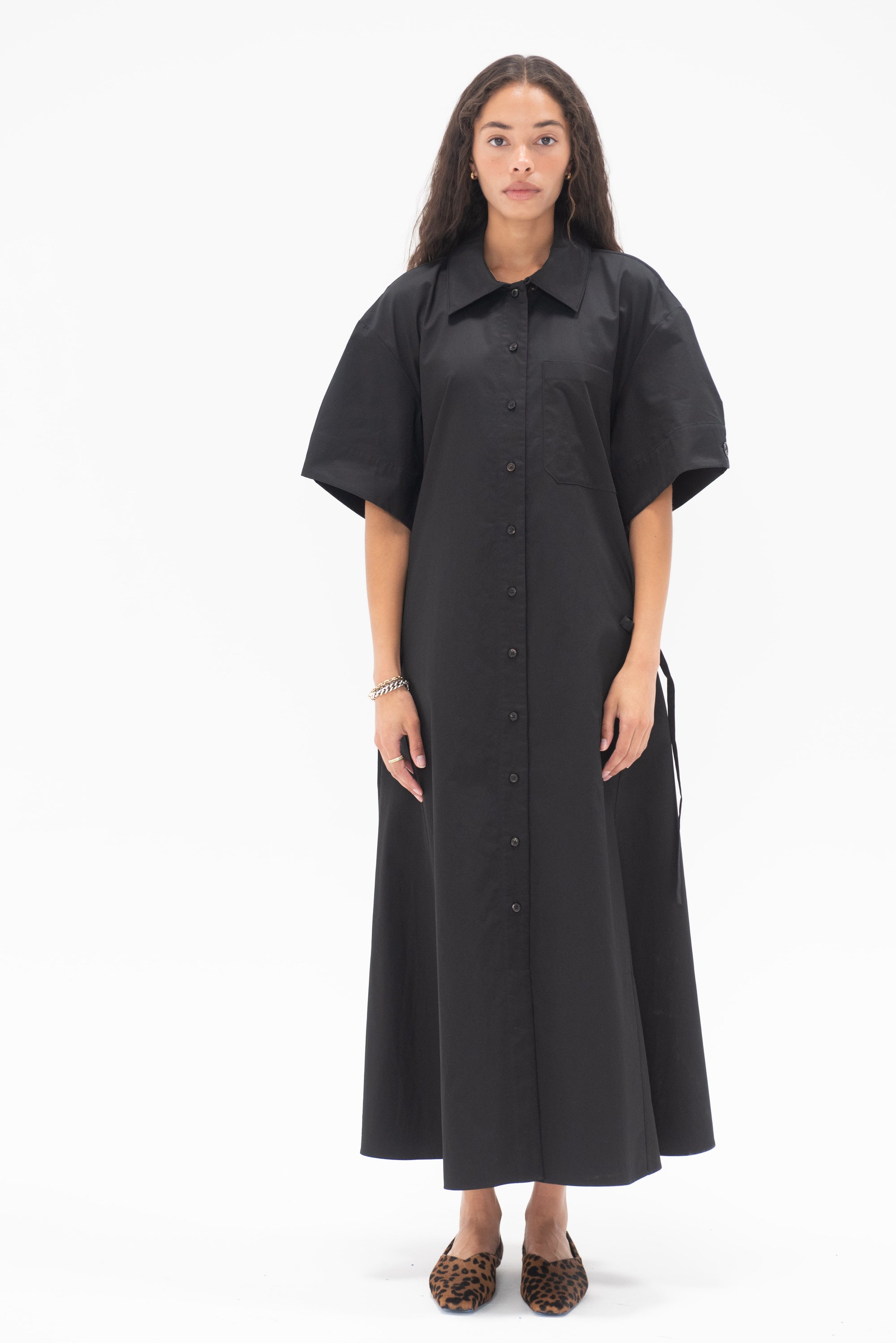 CO - Short Sleeve Shirtdress, Black