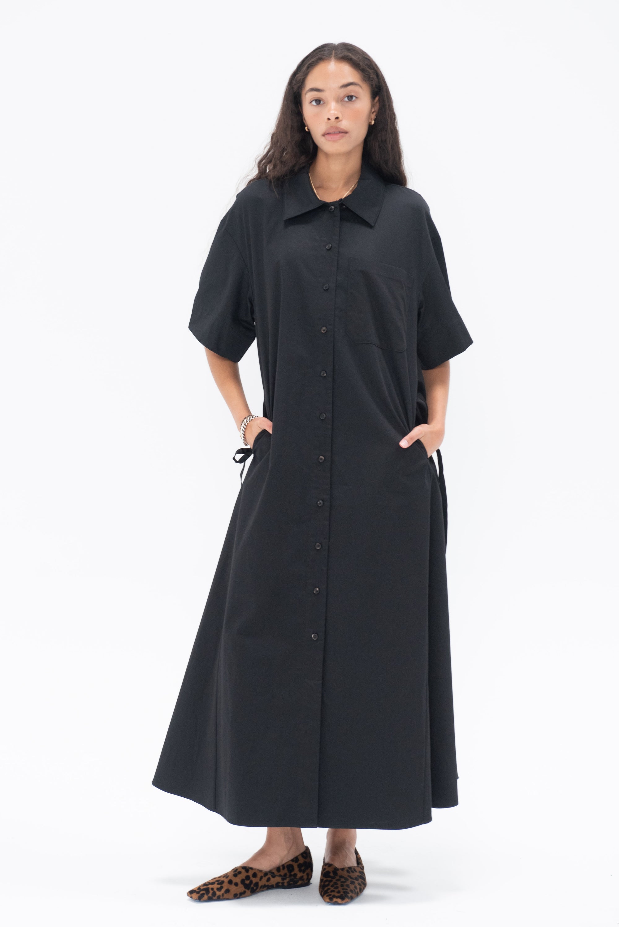 CO - Short Sleeve Shirtdress, Black